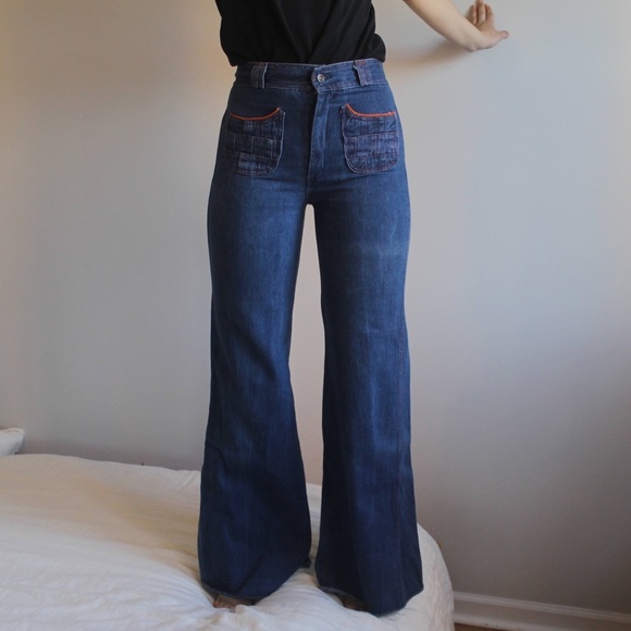 Denim - Vintage 70s Bell Bottom Flare Jeans